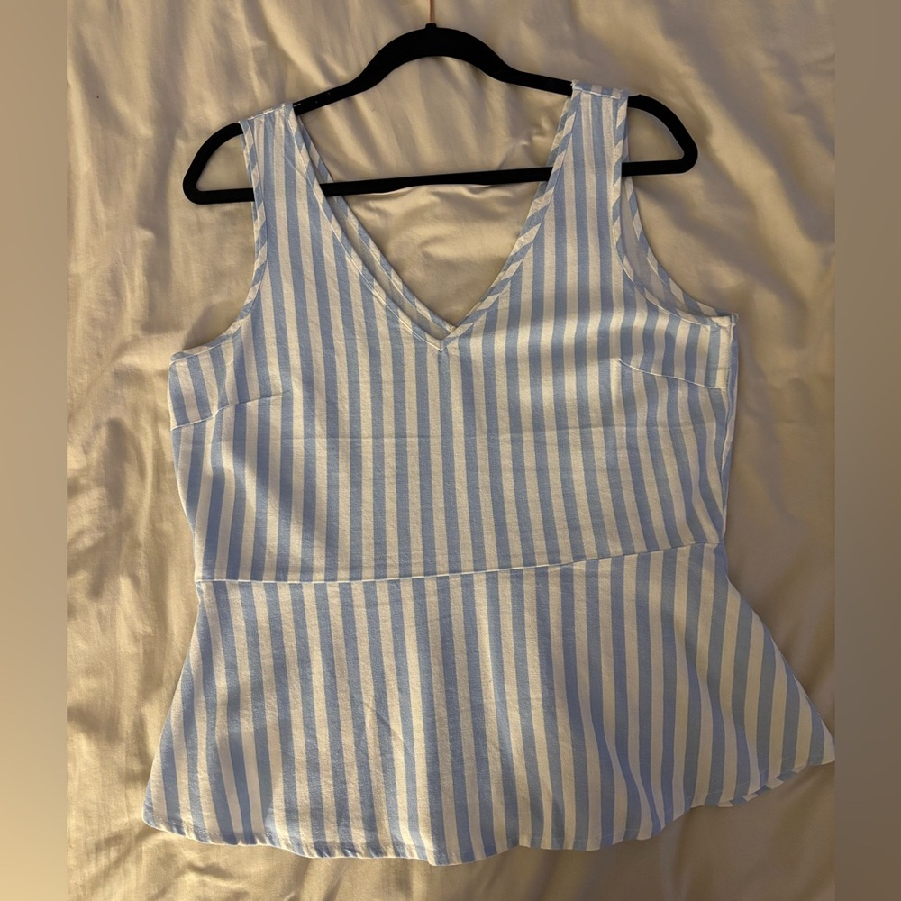 Medium White/Blue striped Peplum Top Vero Moda